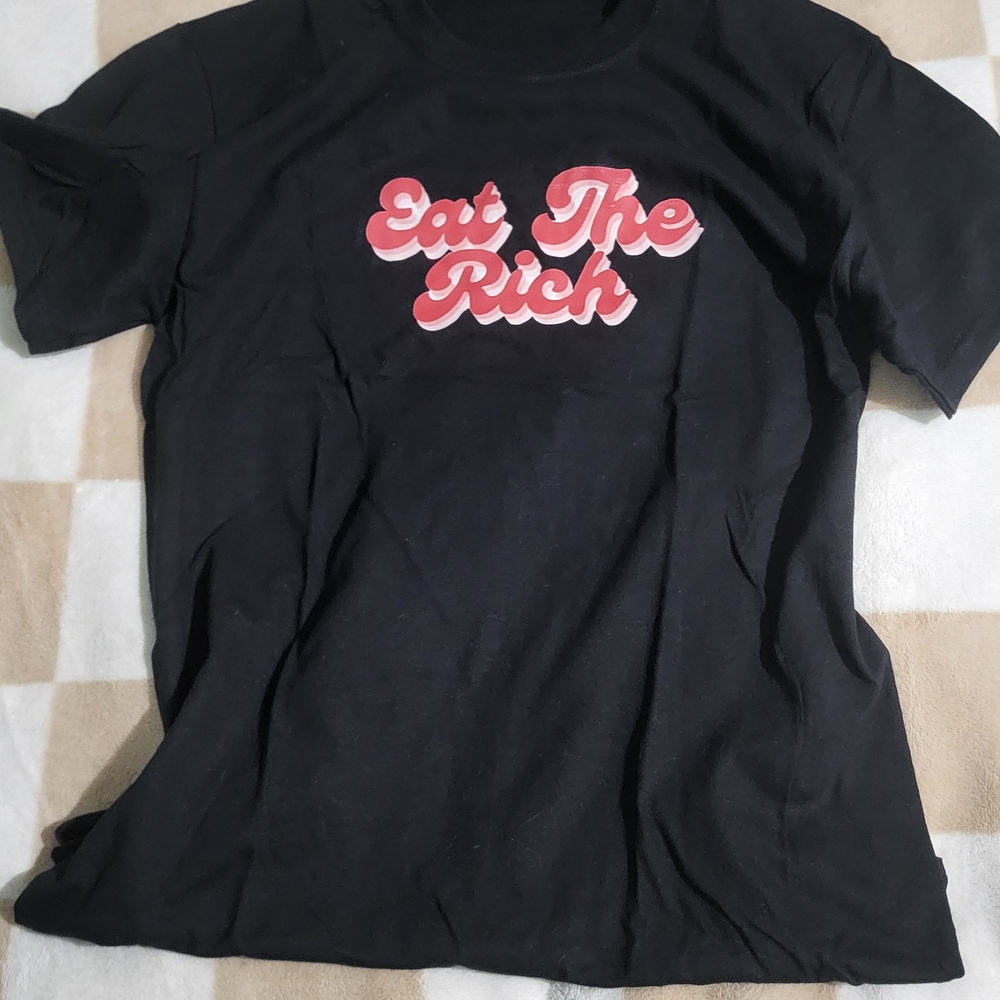 Black T-Shirt with Red 'Eat The Rich' Graphic